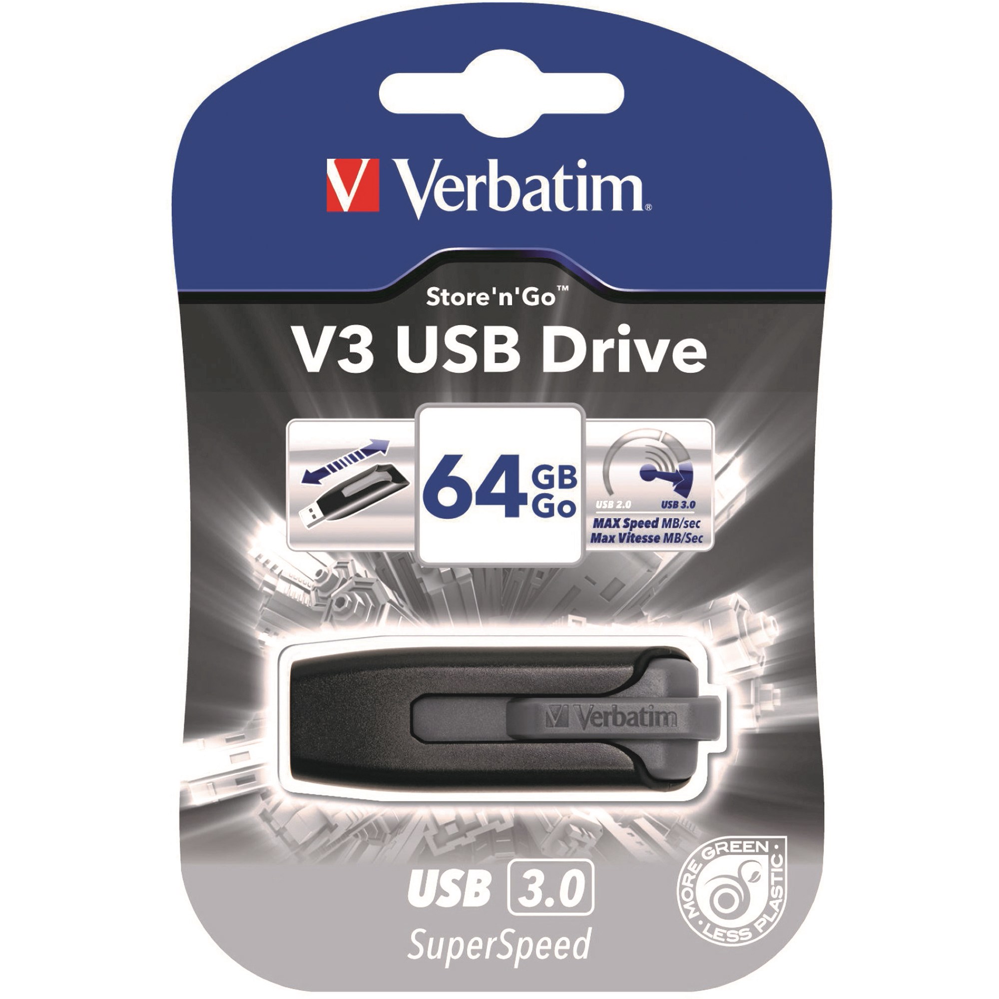 Verbatim Store 'n' Go V3 USB Drive 3.0 64GB Grey