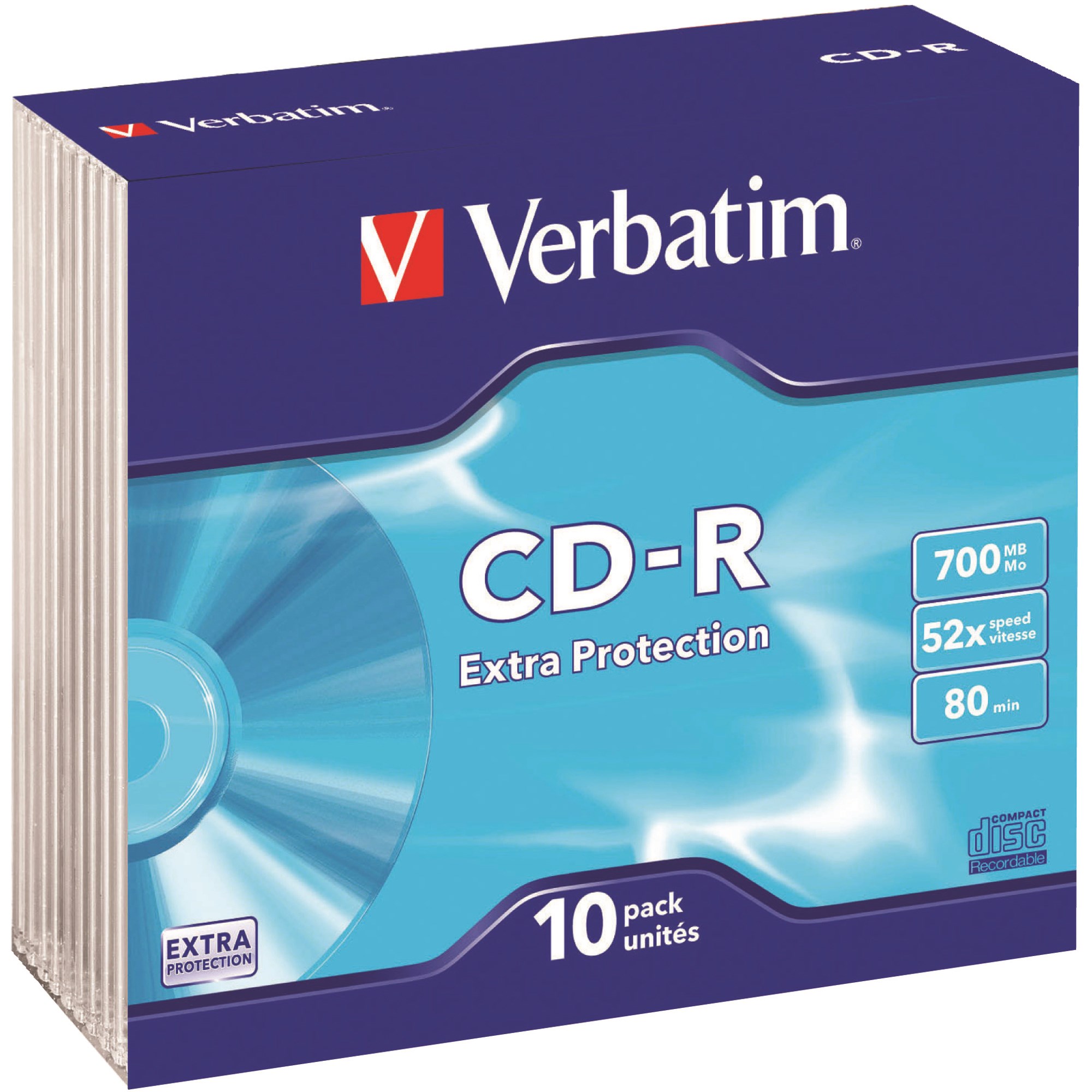 Verbatim Recordable CD-R 80Min 700MB 52X Slim Case Pack  Of 10