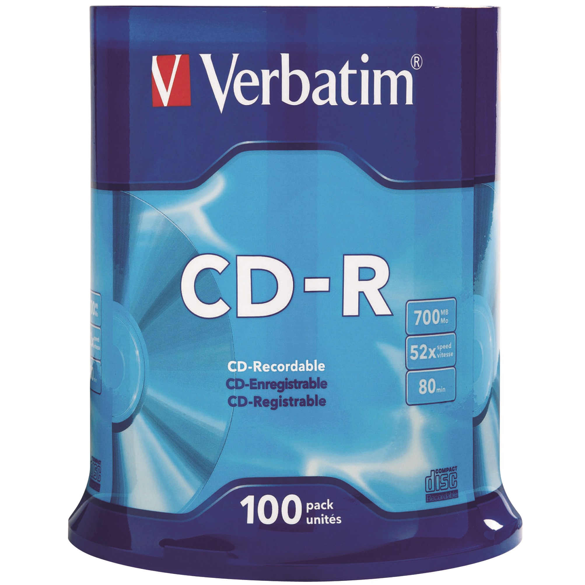 Verbatim Recordable CD-R 80Min 700MB 52X Spindle Pack Of 100