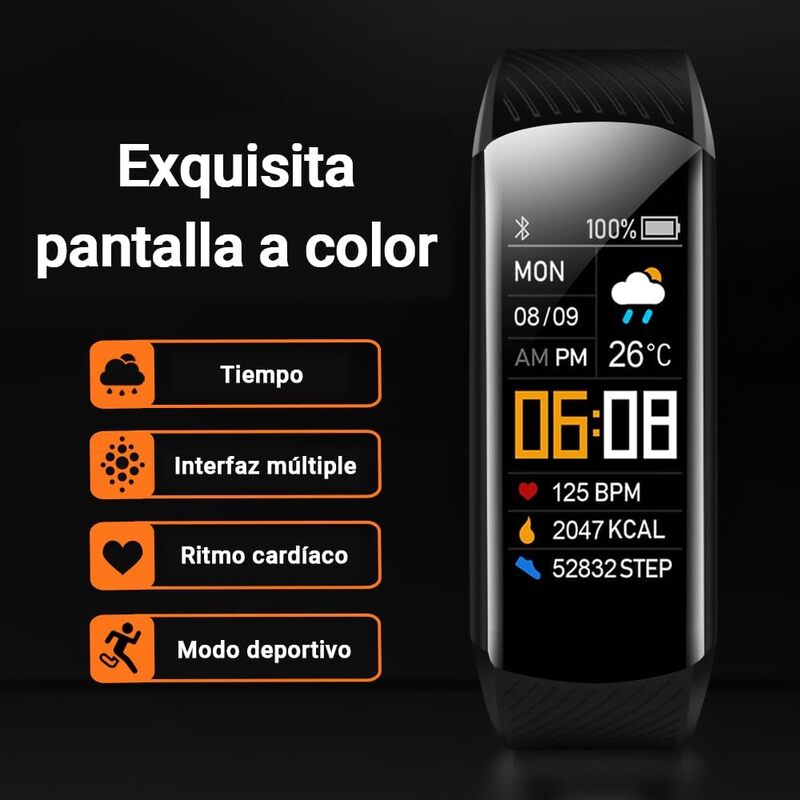 Pulsera Deportiva Inteligente con Monitor de Ritmo Cardíaco
