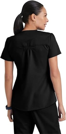 Grey's Anatomy Women's 71166 Two Pocket V-Neck Scrub Top With Shirring Back