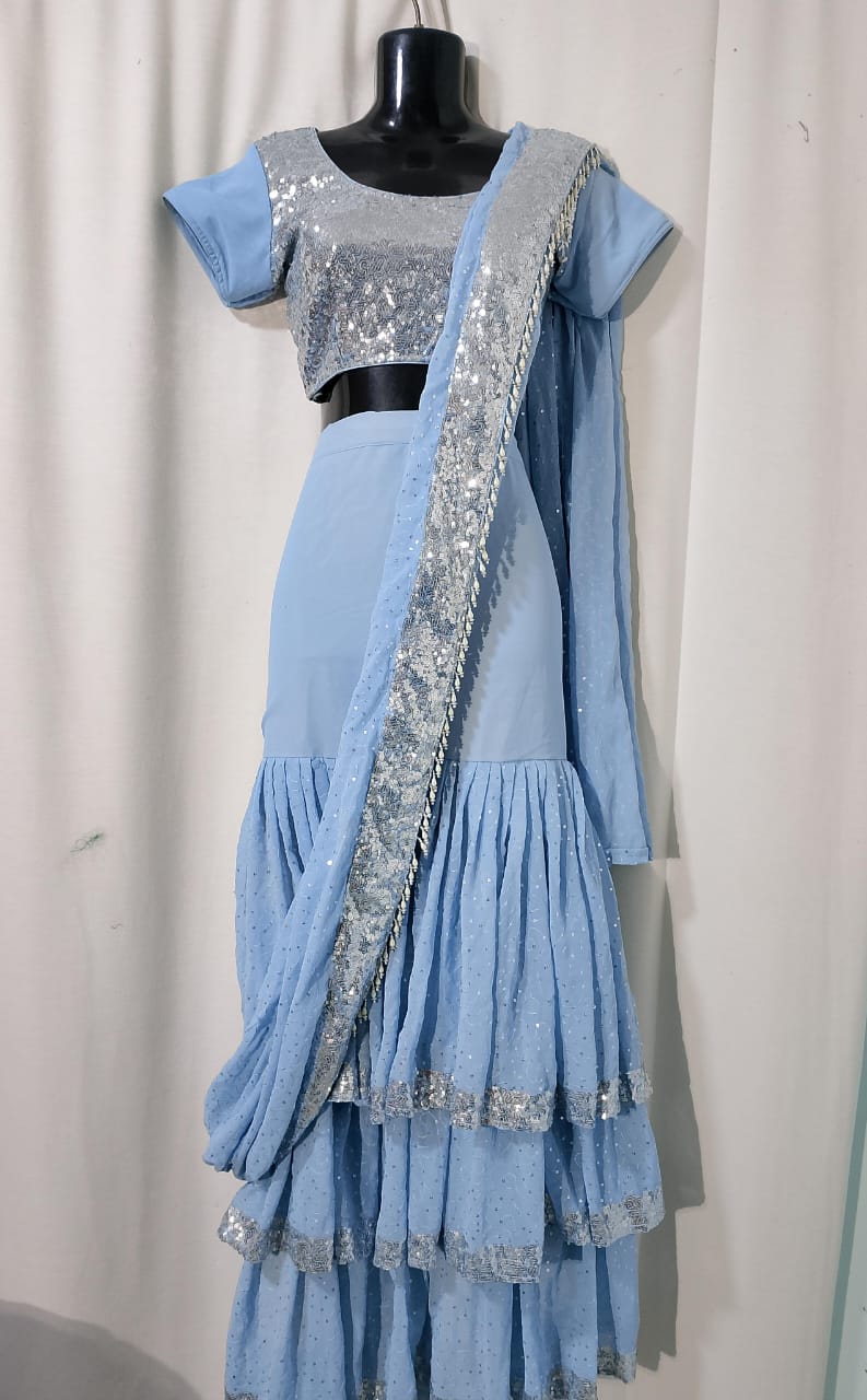 C139: Ready To Ship Beautiful Georgette Ready To Wear Saree