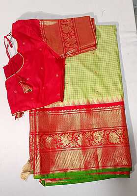 C237: Ready To Ship Beautiful Gadwal Silk Saree With Stitched Blouse