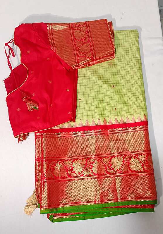 C237: Ready To Ship Beautiful Gadwal Silk Saree With Stitched Blouse C237: Ready To Ship Beautiful Gadwal Silk Saree With Stitched Blouse