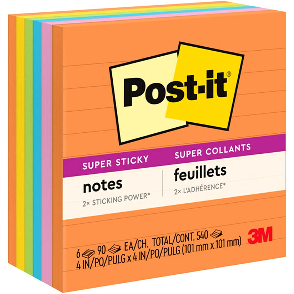 Post-It 675-6SSUC Super Sticky Notes 101mmx101mm Energy Boost Pack  of 6