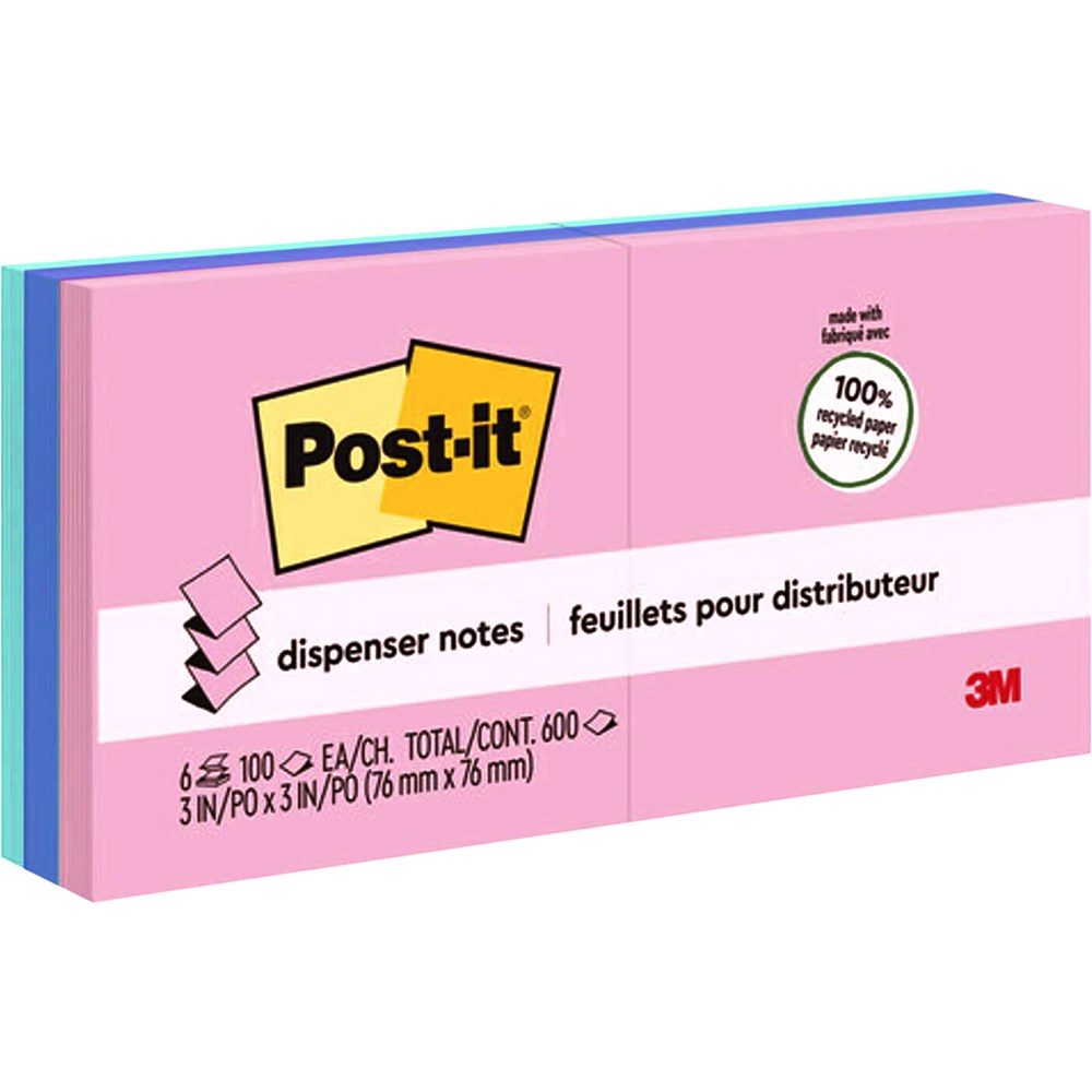 Post-It R330-RP-6AP Pop Up Recycled Notes 76mmx76mm Sweet Sprinkles Pack  of 6