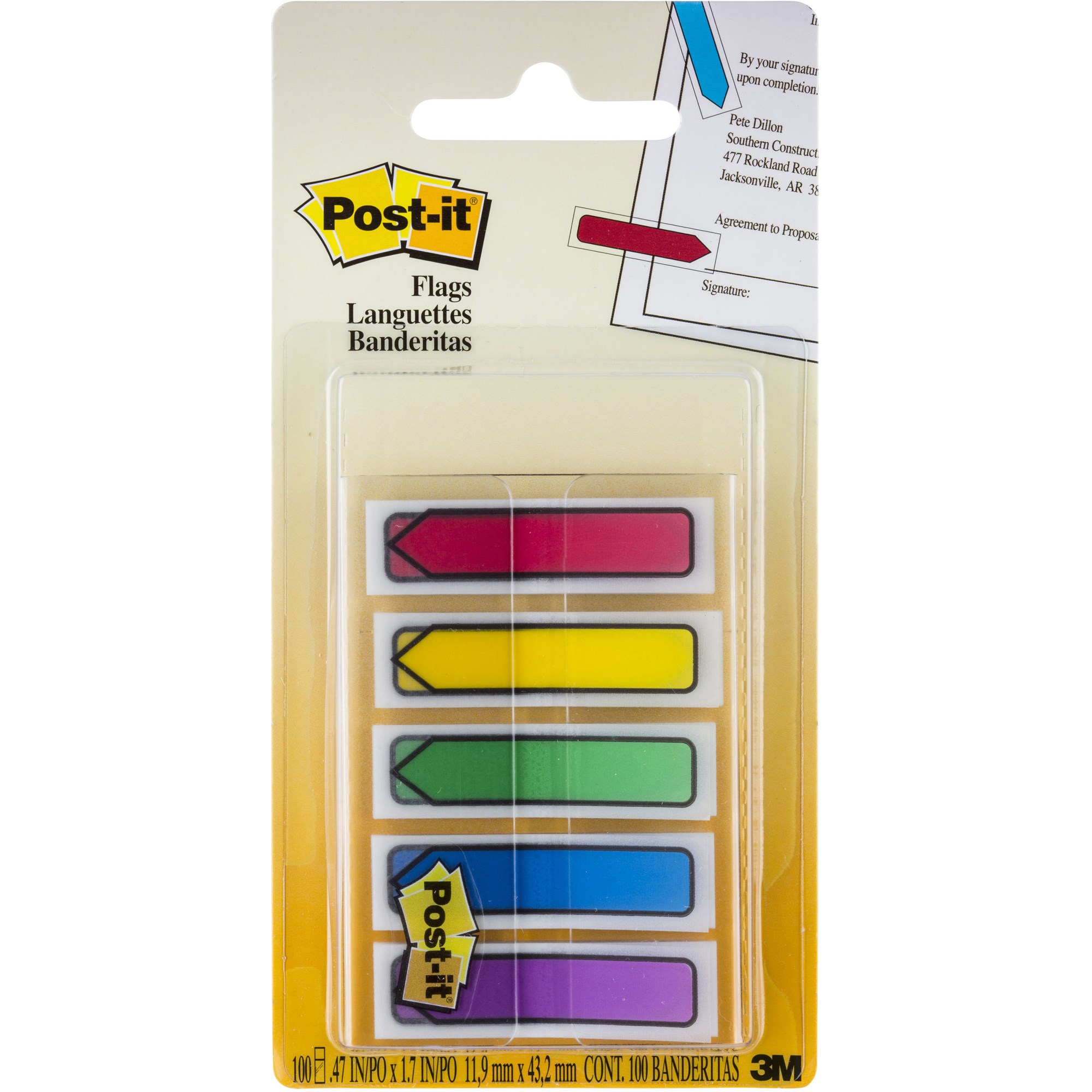 Post-It 684-ARR1 Arrow Flags 12x45mm Blue Green Purple Red Yellow Pack  of 100