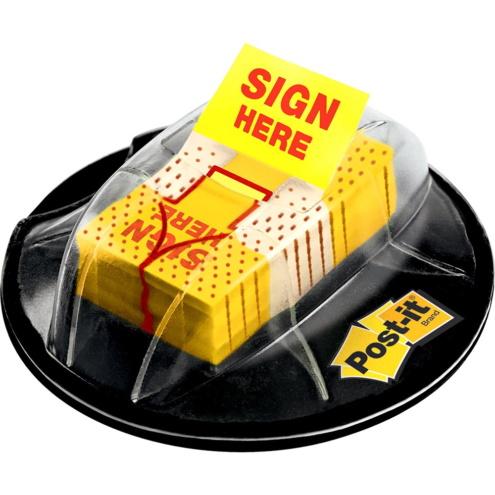 Post-It 680-HVSH Flags & Desk Grip Dispenser 25x43mm Inc. Sign Here Flags Pack  of 200