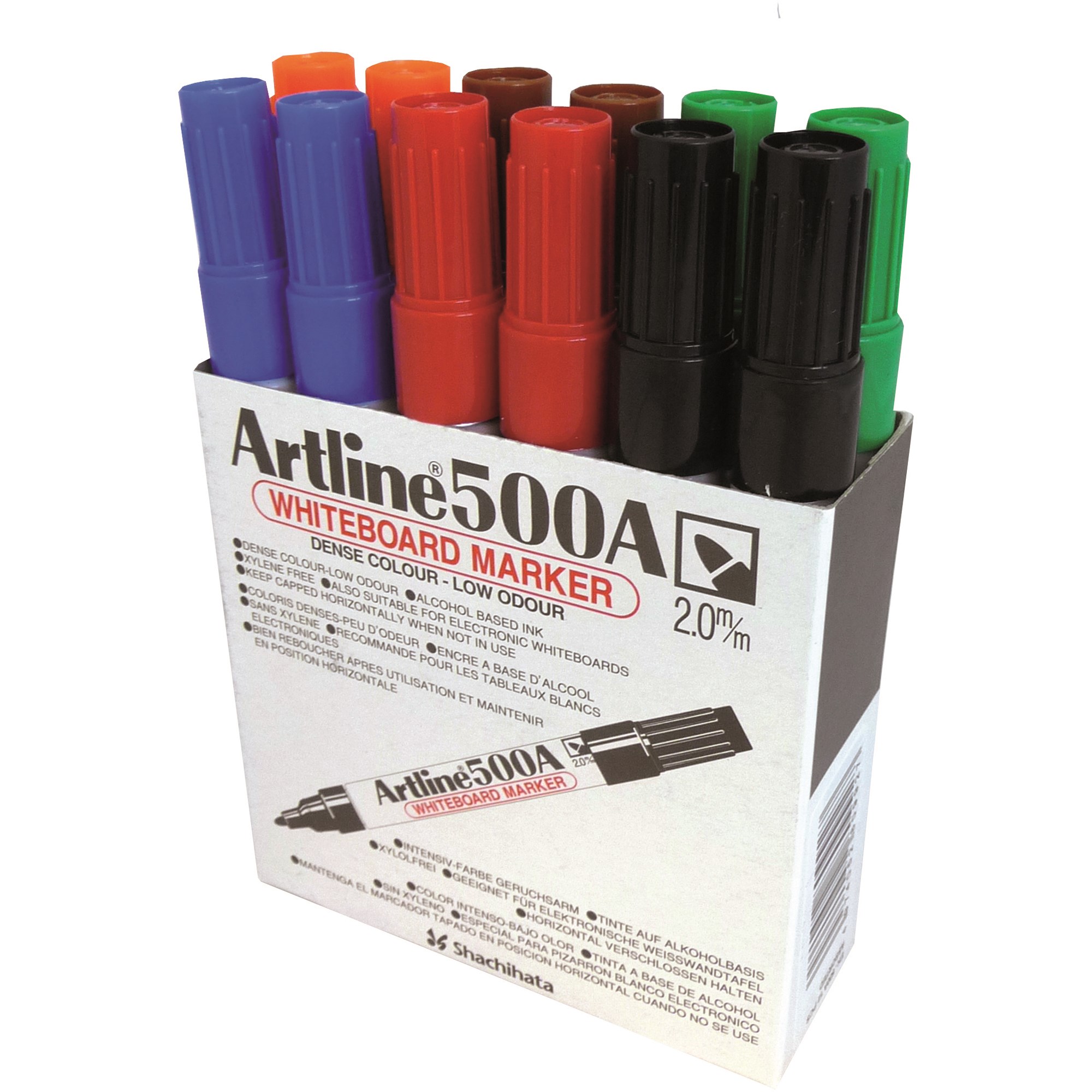 Artline 500A Whiteboard Marker Medium Bullet Assorted Colours Box Of 12