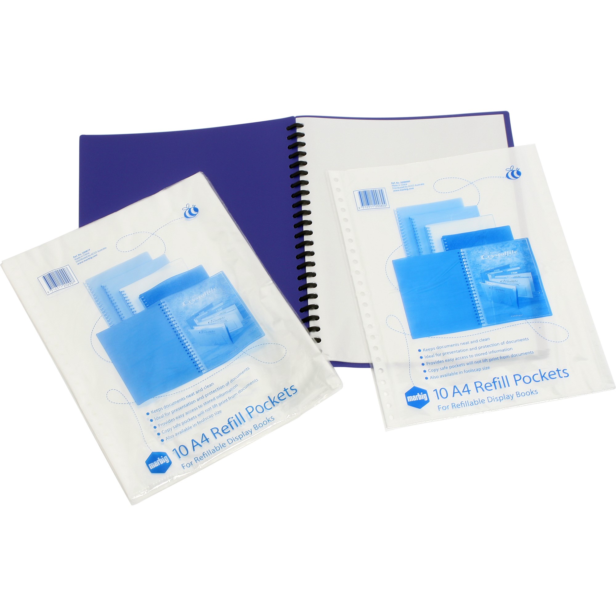 Marbig Display Book Refills A4 Clear Pack  Of 10