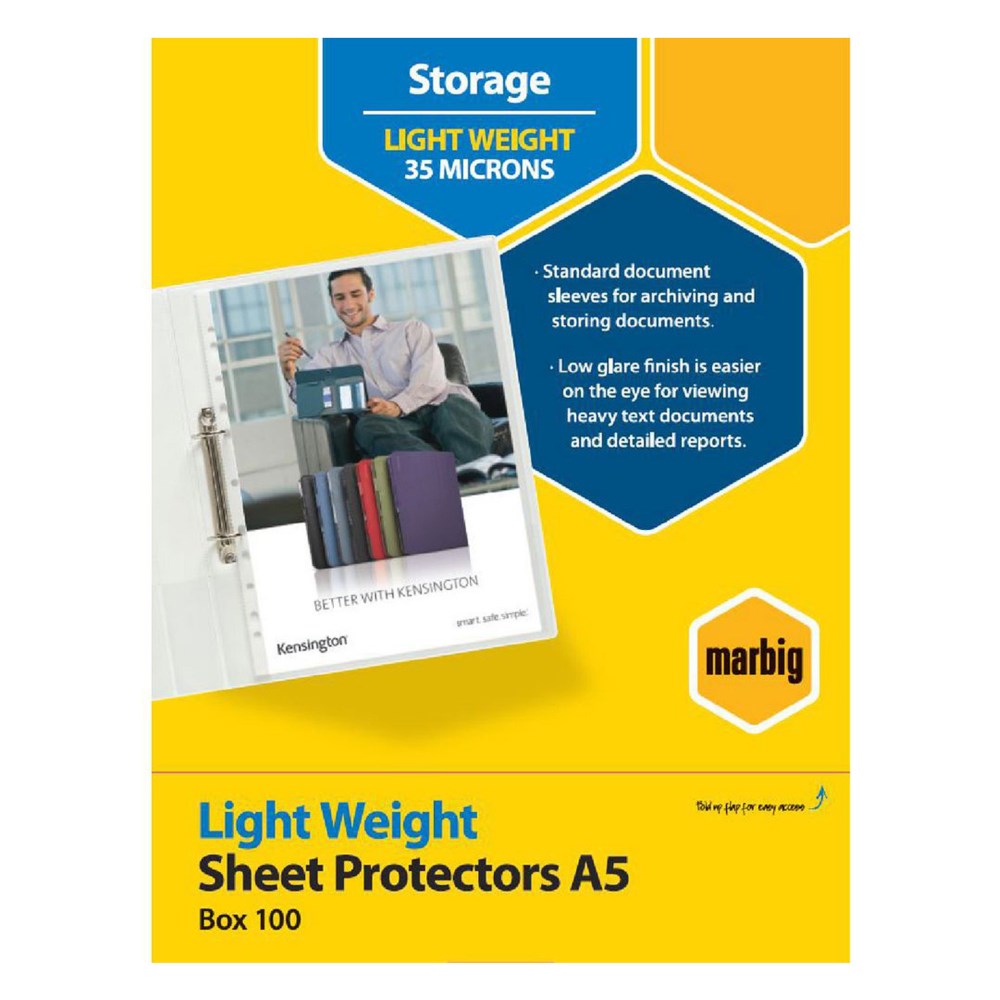 Marbig Sheet Protectors A5 Light Weight Clear Box  Of 100