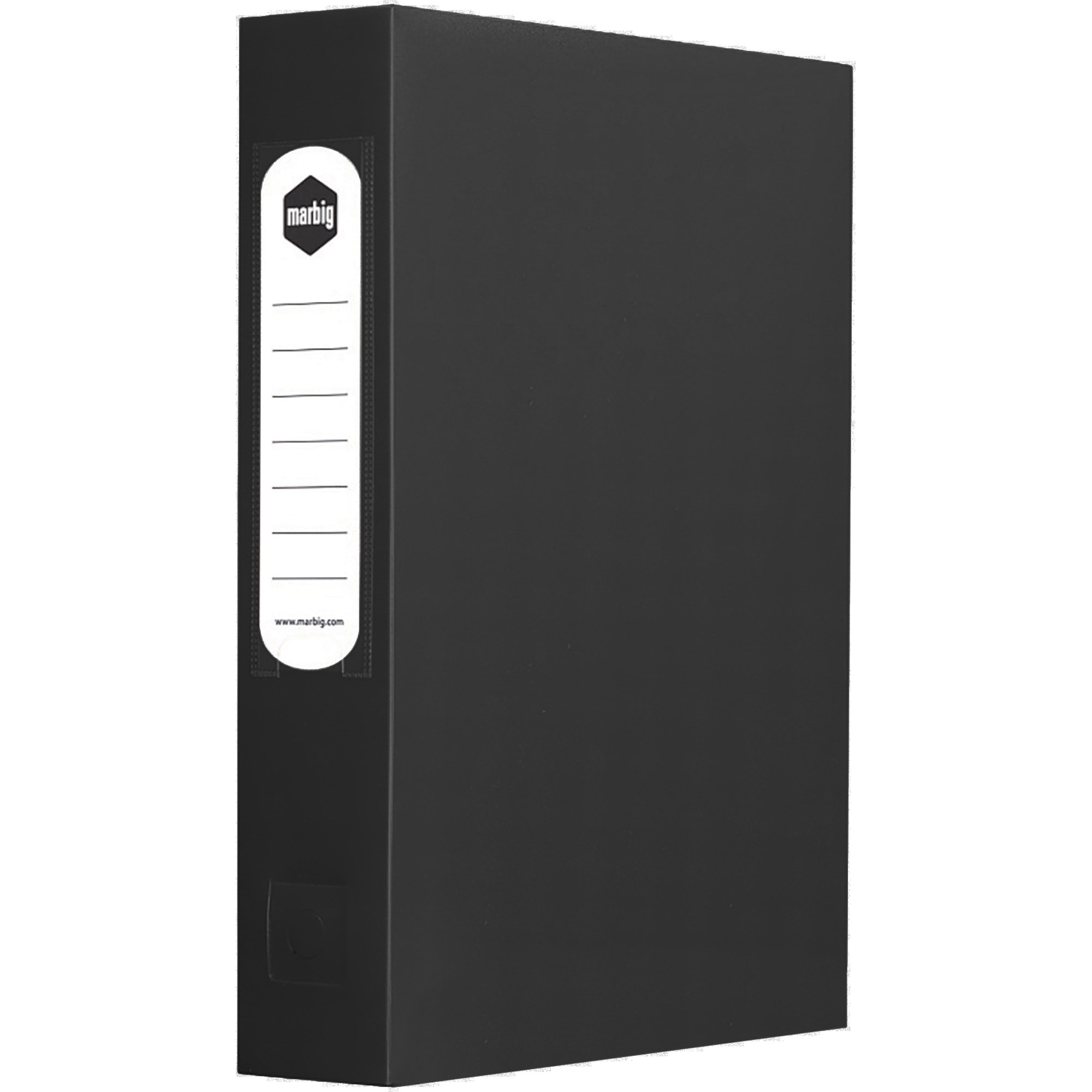 Marbig Polypropylene Box File With Button A4 With 60mm Depth Black
