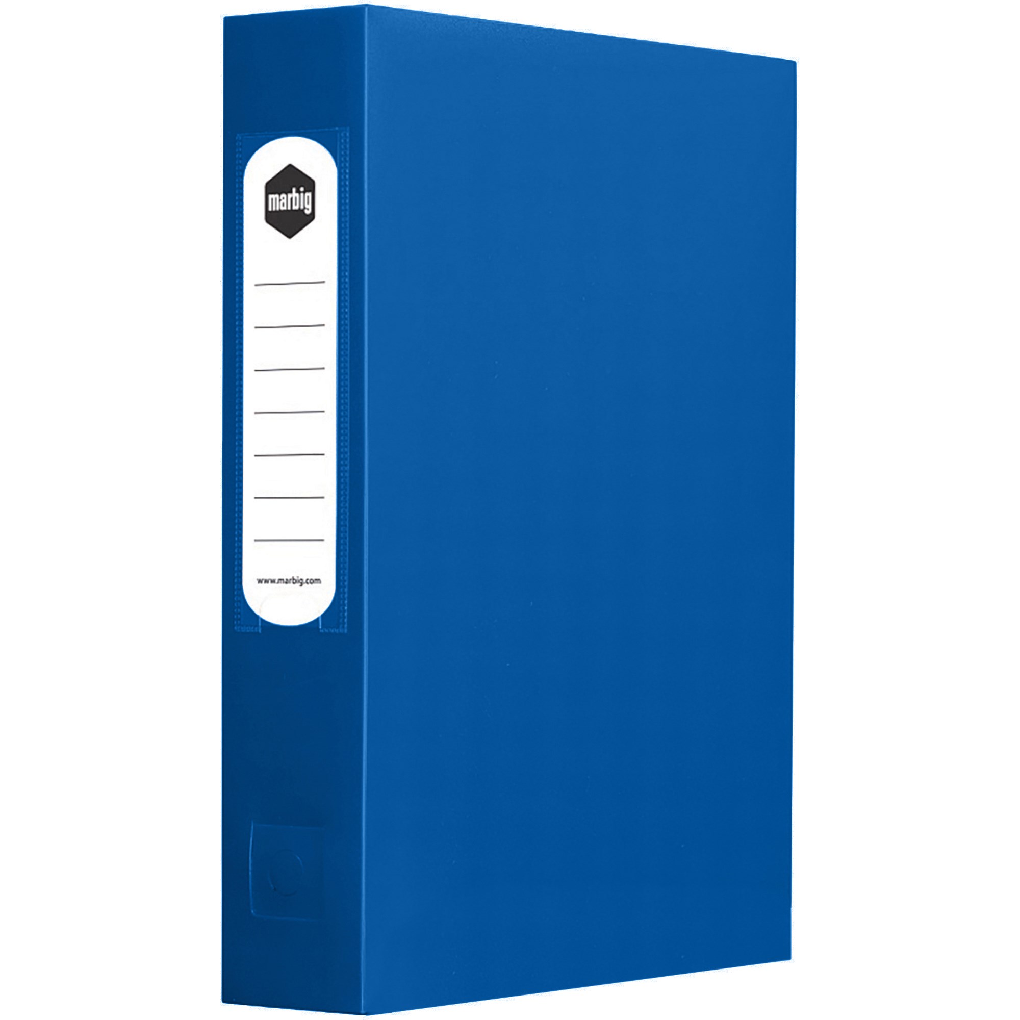 Marbig Polypropylene Box File With Button A4 With 60mm Depth Blue