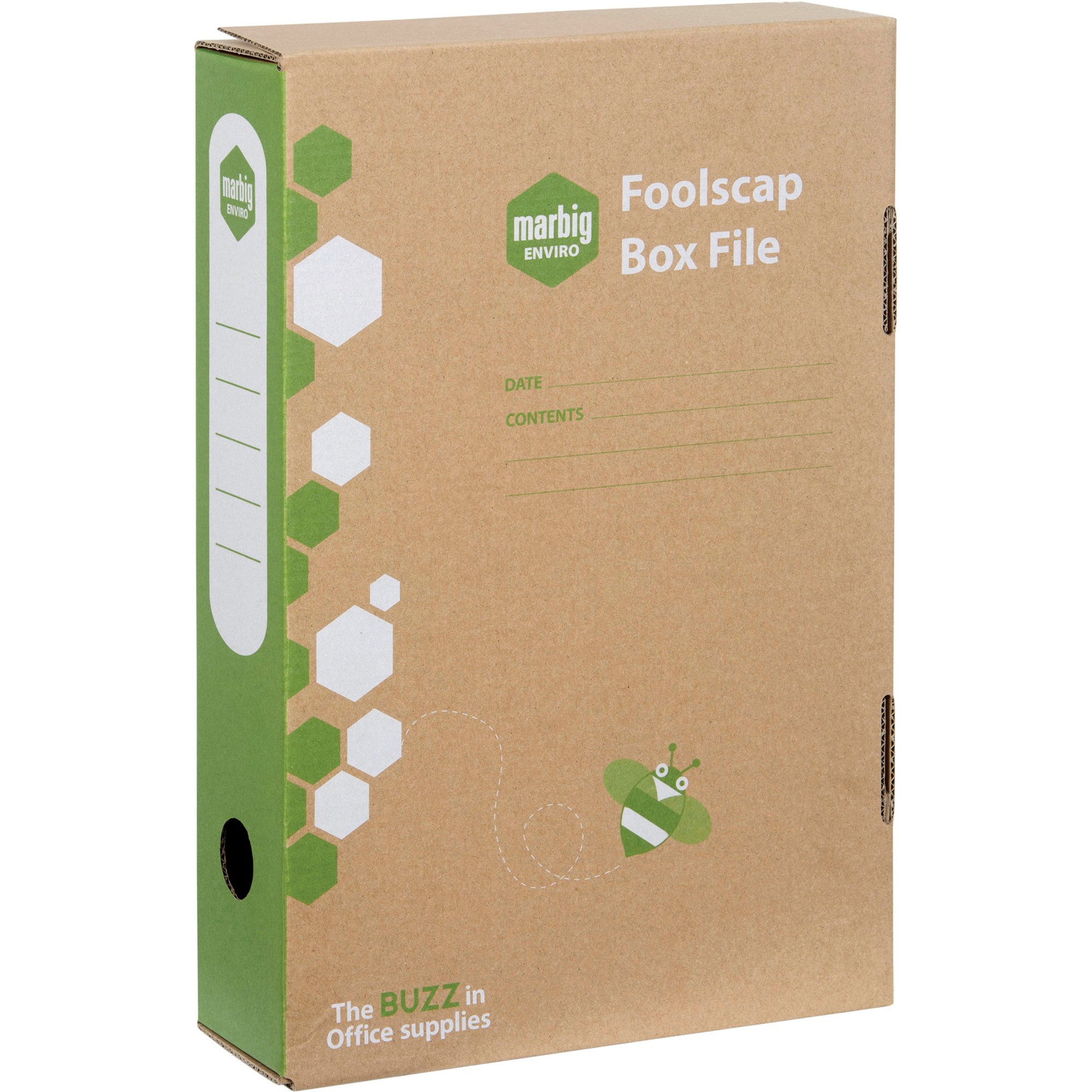 Marbig Enviro Standard Box File Foolscap 80mm Spring Fitted Kraft