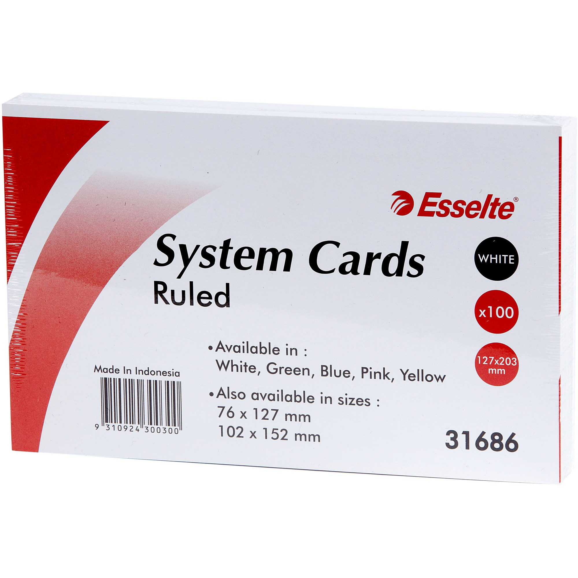 Esselte Ruled System Cards 203 x 127mm White Pack Of 100