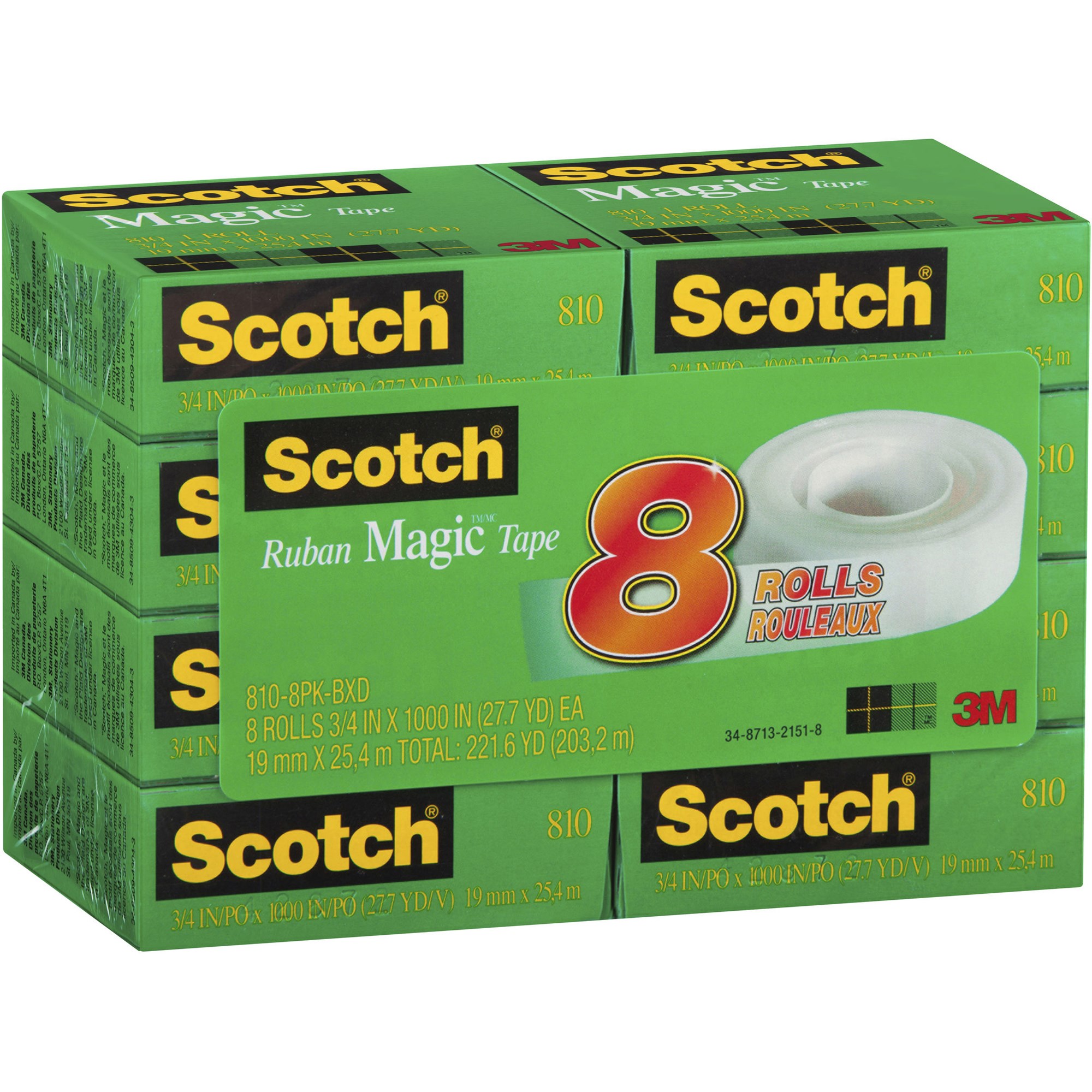 Scotch 810-8 Magic Tape 19mmx25.4m MultiPack Pack of 8