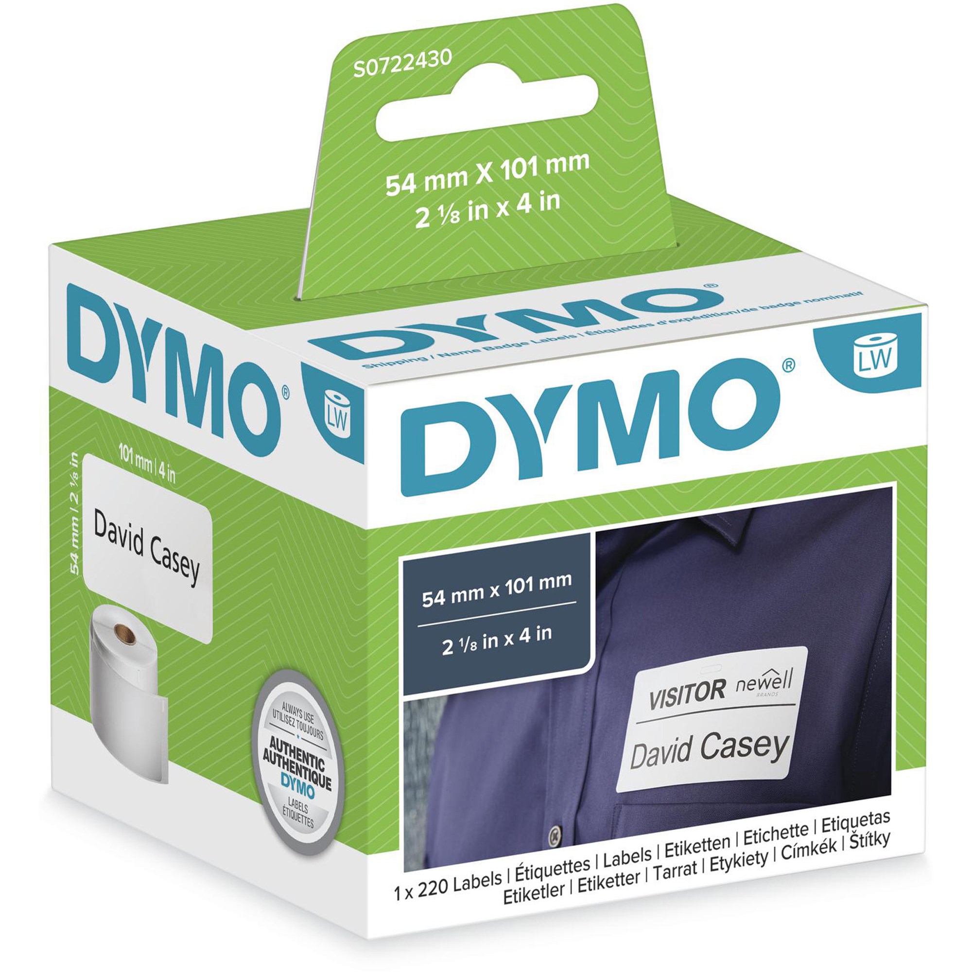 Dymo 30323 Labelwriter Labels 54x101mm Shipping -Paper White Box  of 220