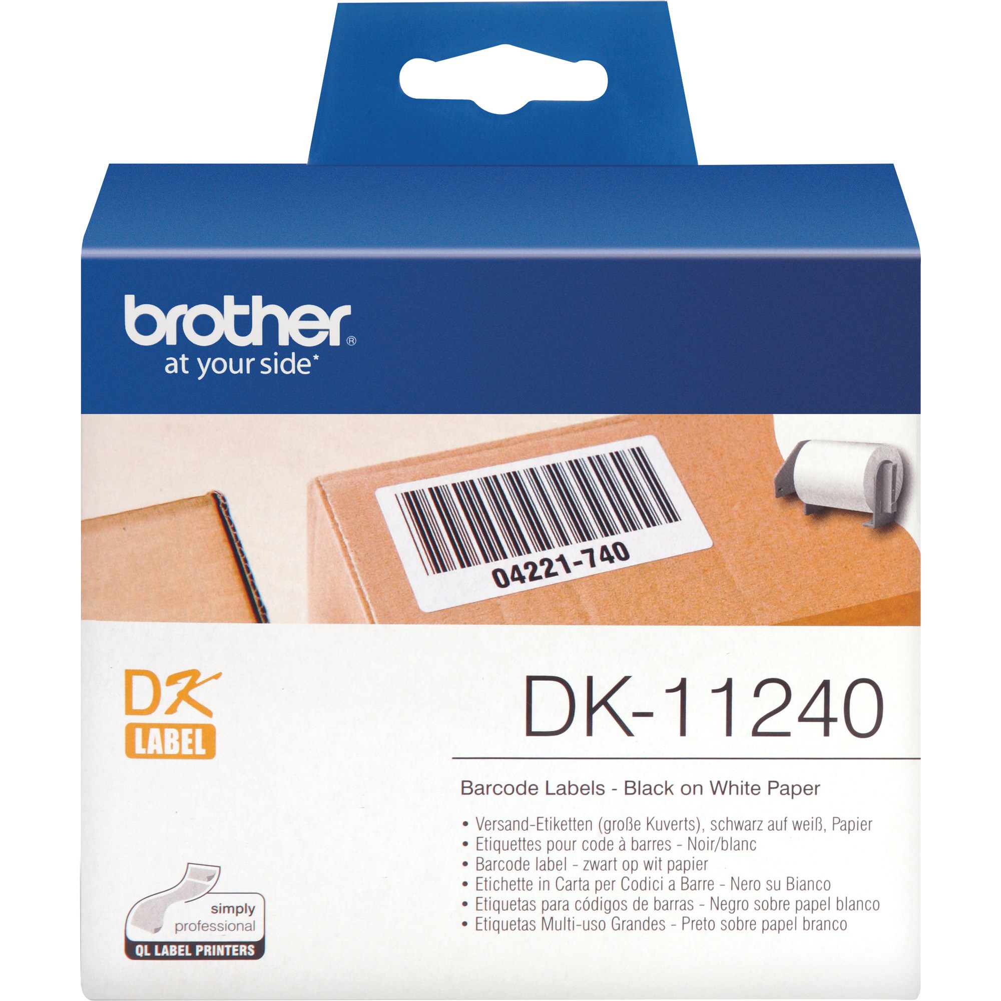 Brother DK-11240 Label Rolls 102x51mm Black on White Suits QL-Series Box 600