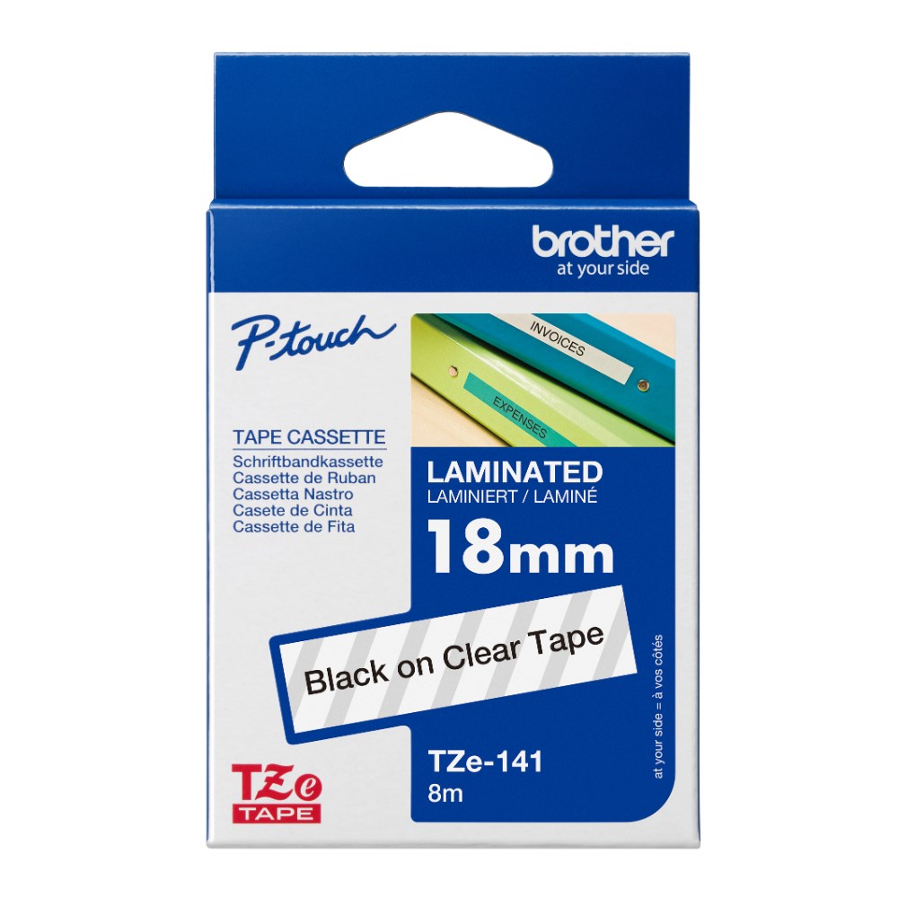 Brother TZE-141 P-Touch Tape 18mmx8m Black on Clear