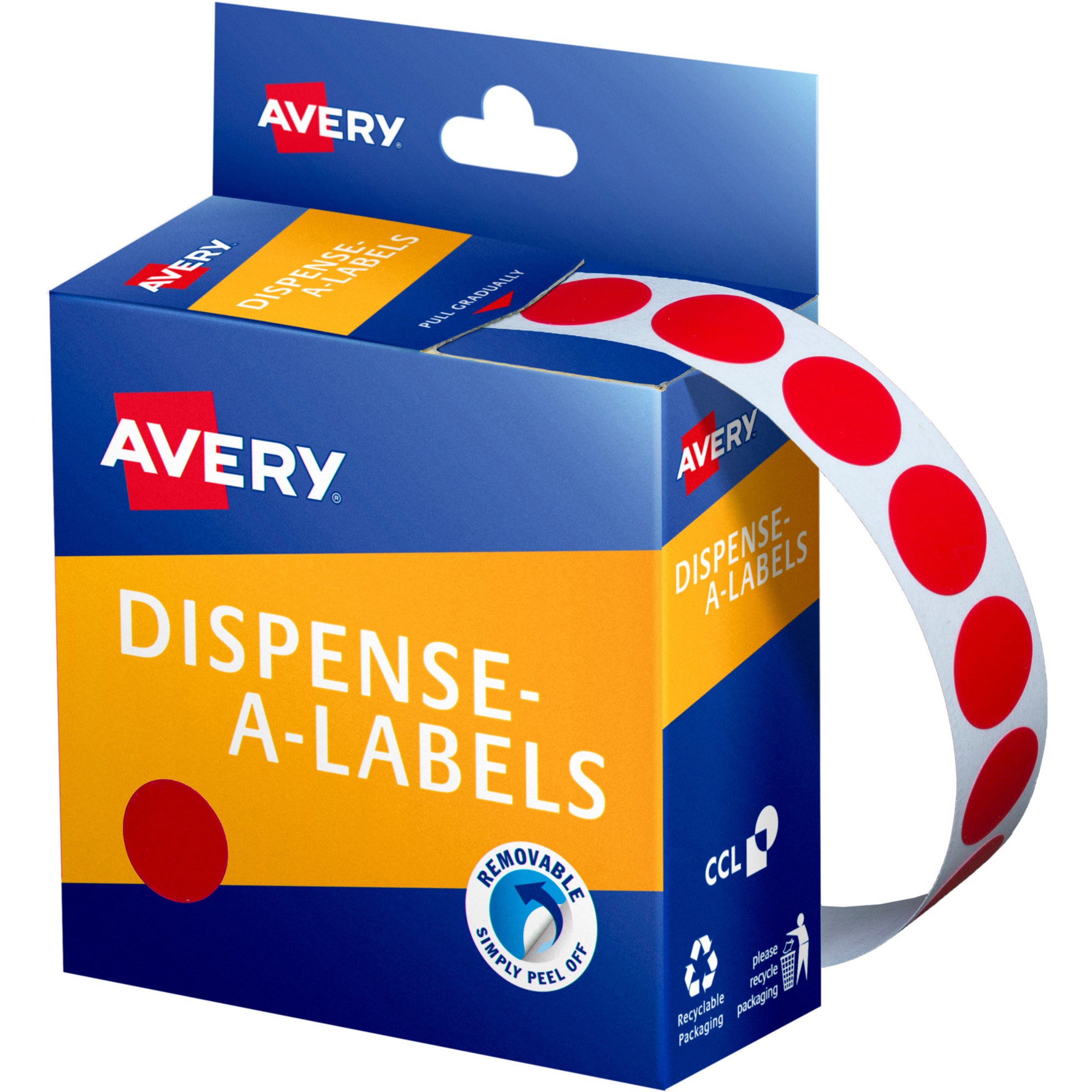 Avery Removable Dispenser Labels 14mm Round Red Pack  Of 1050