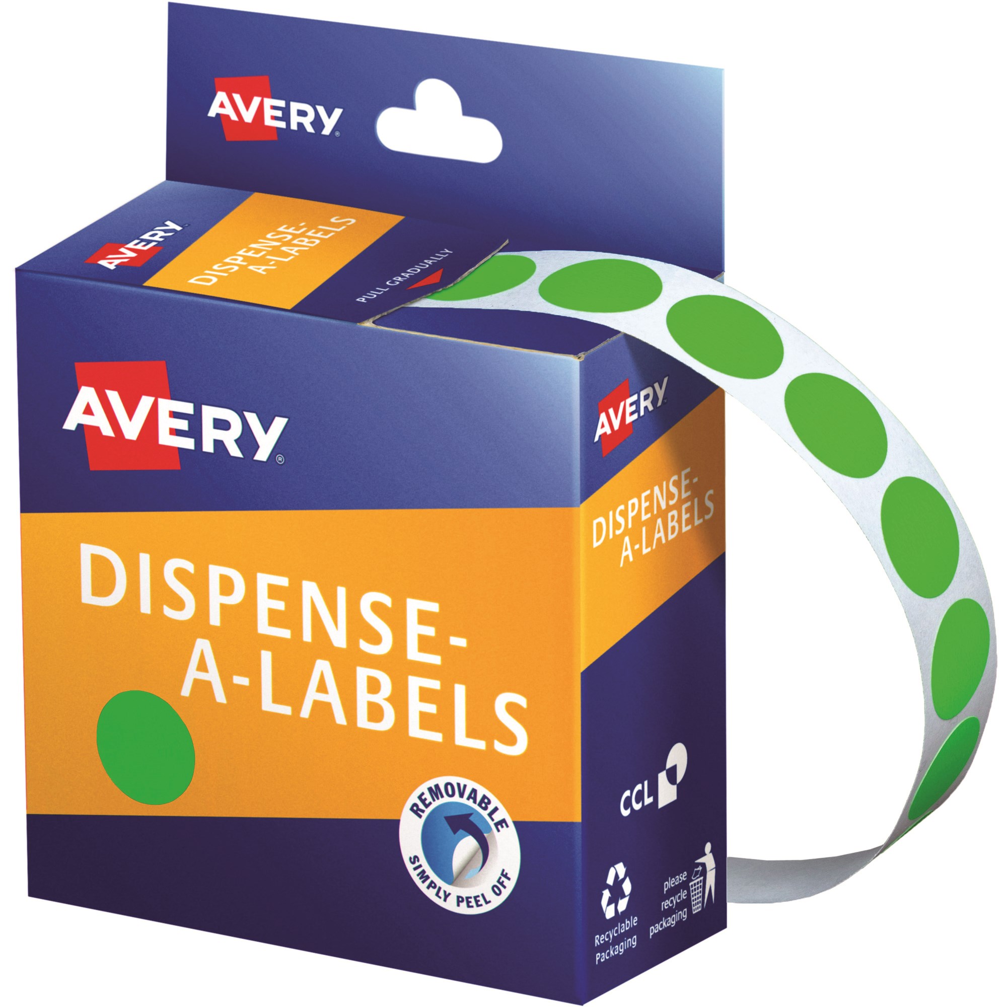 Avery Removable Dispenser Labels 14mm Round Fluoro Green Pack  Of 700