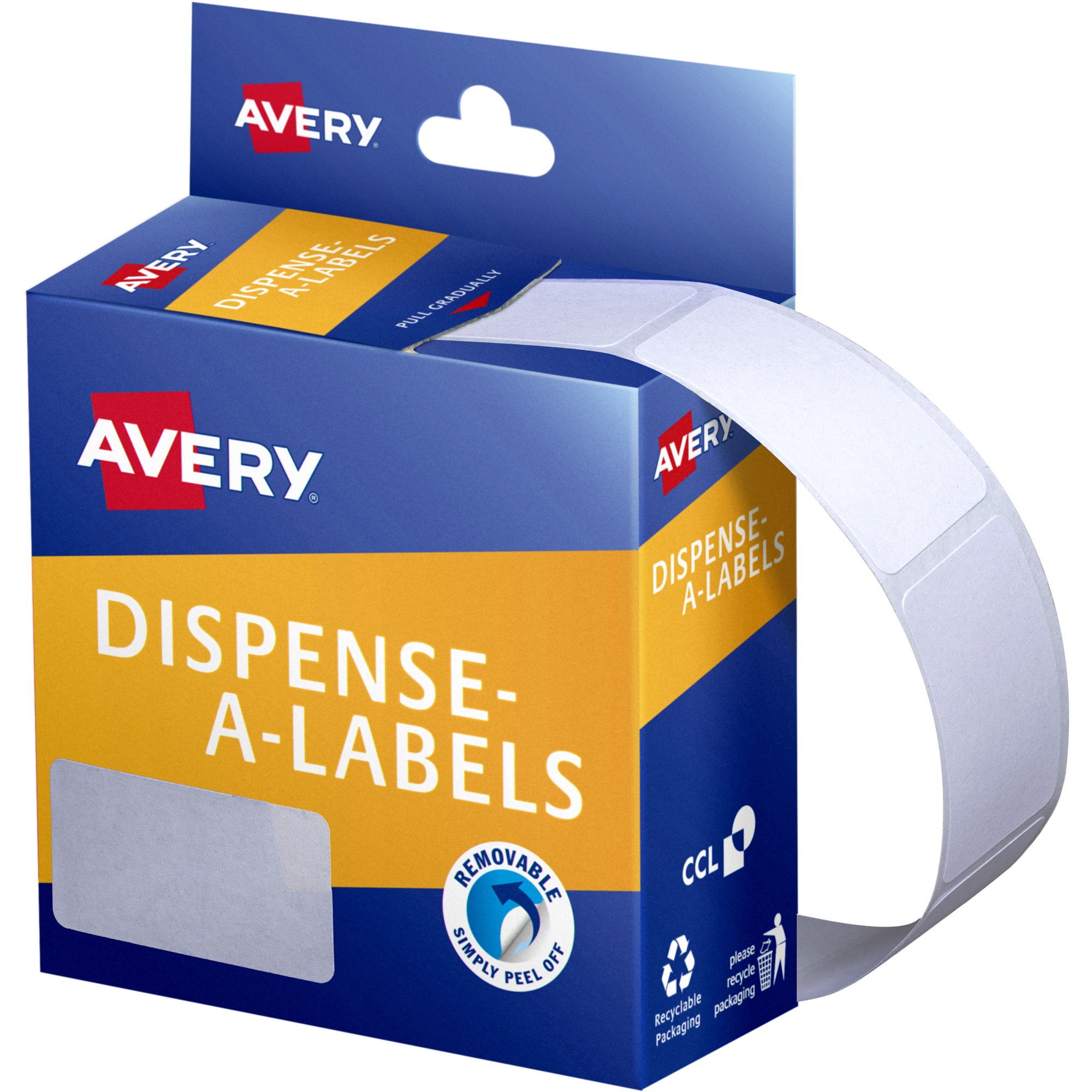 Avery Removable Dispenser Labels 19x36mm Rectangle White Pack  Of 450