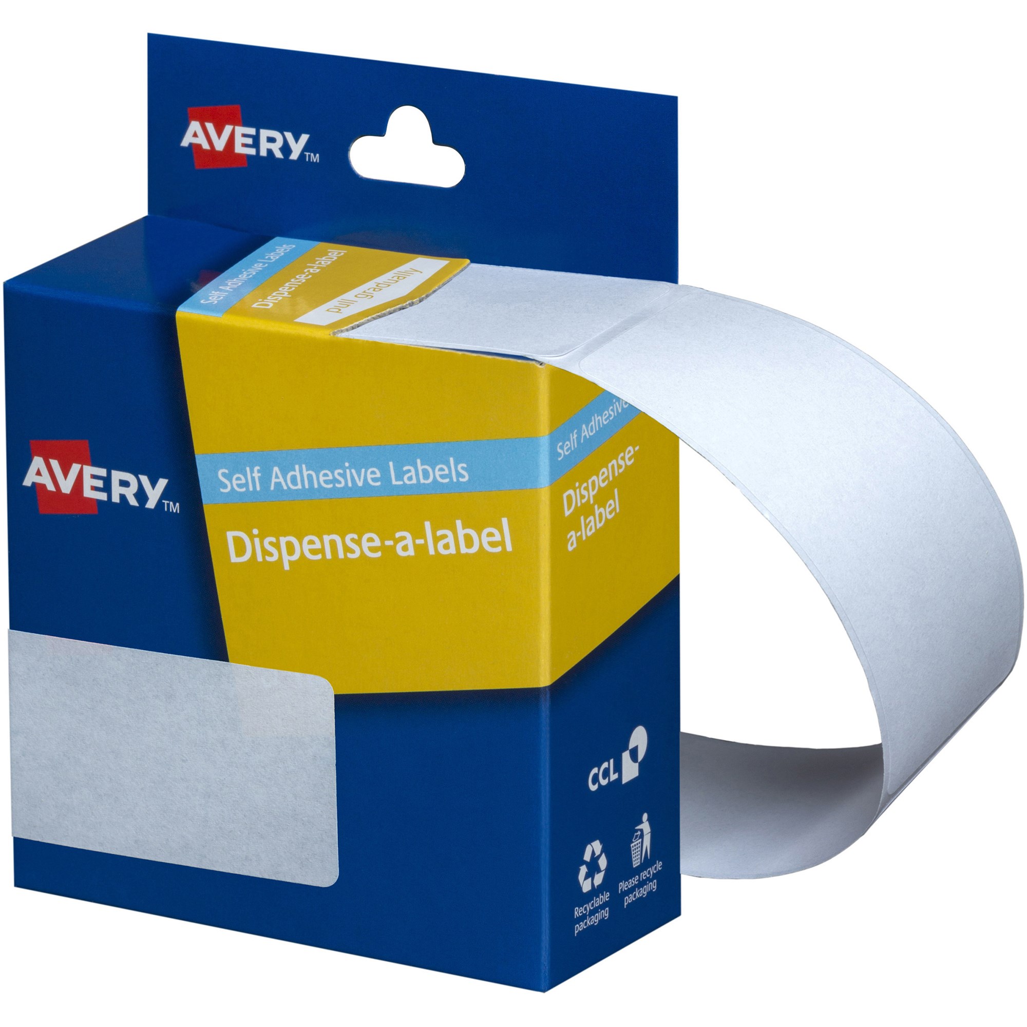 Avery Removable Dispenser Labels 76x27mm Rectangle White Pack Of 180