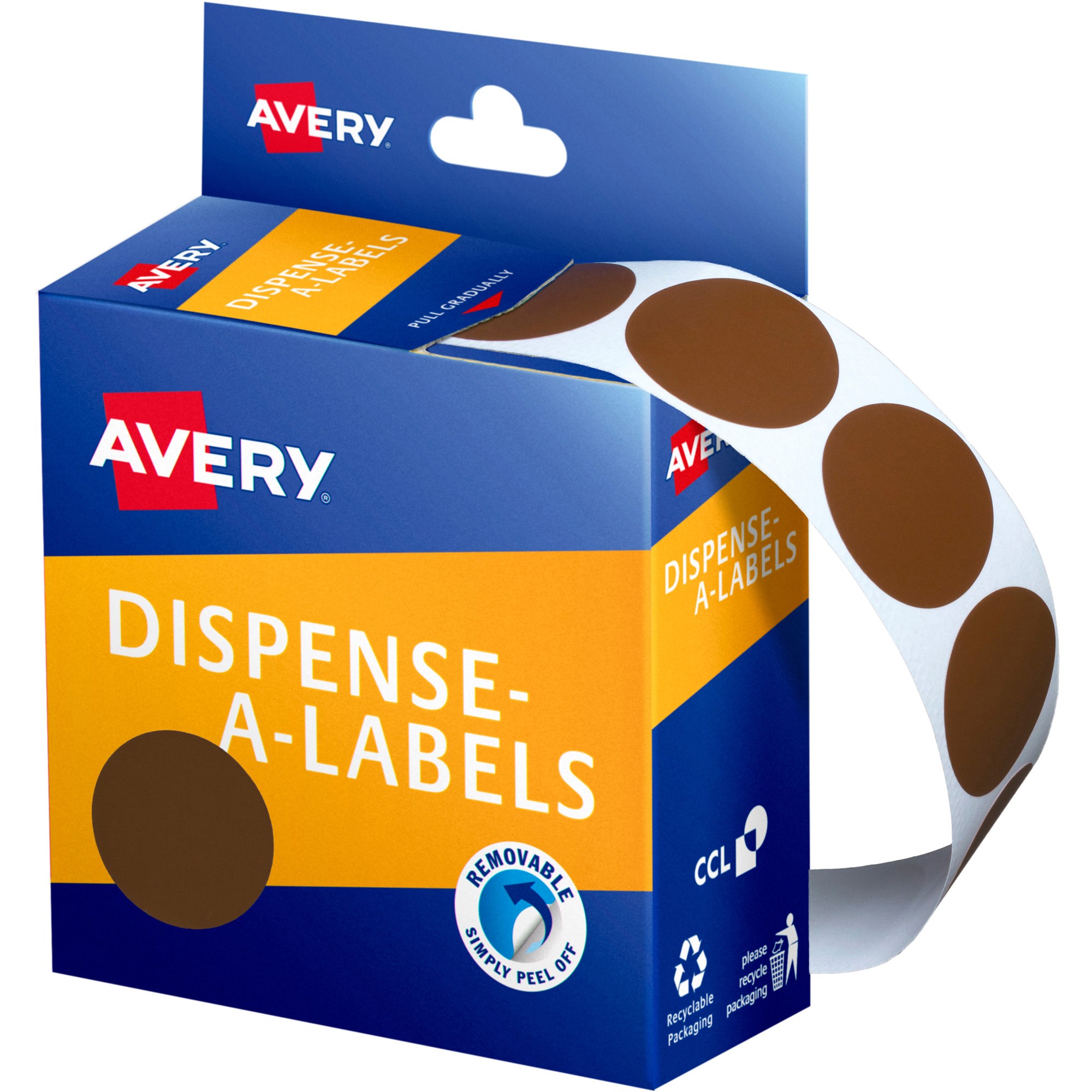 Avery Removable Dispenser Labels 24mm Round Brown Pack of 500