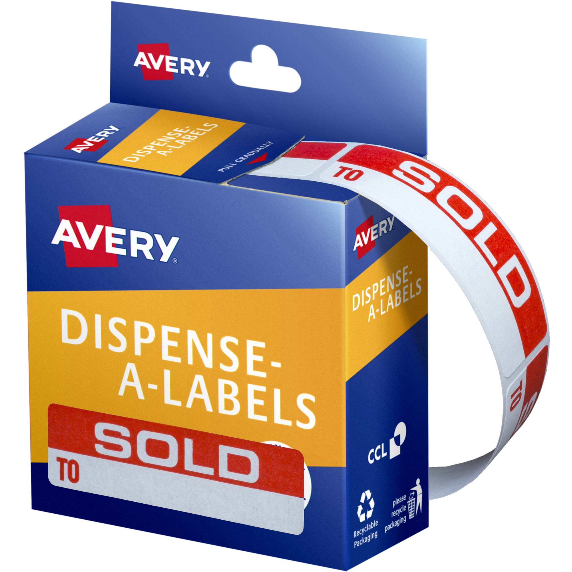 Avery Removable Dispenser Labels 19x64mm Sold To White On Red Pack  Of 125