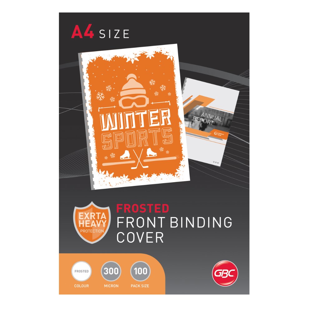 GBC Binding Cover A4 300 Micron Pack Of 100 Clear Frosted
