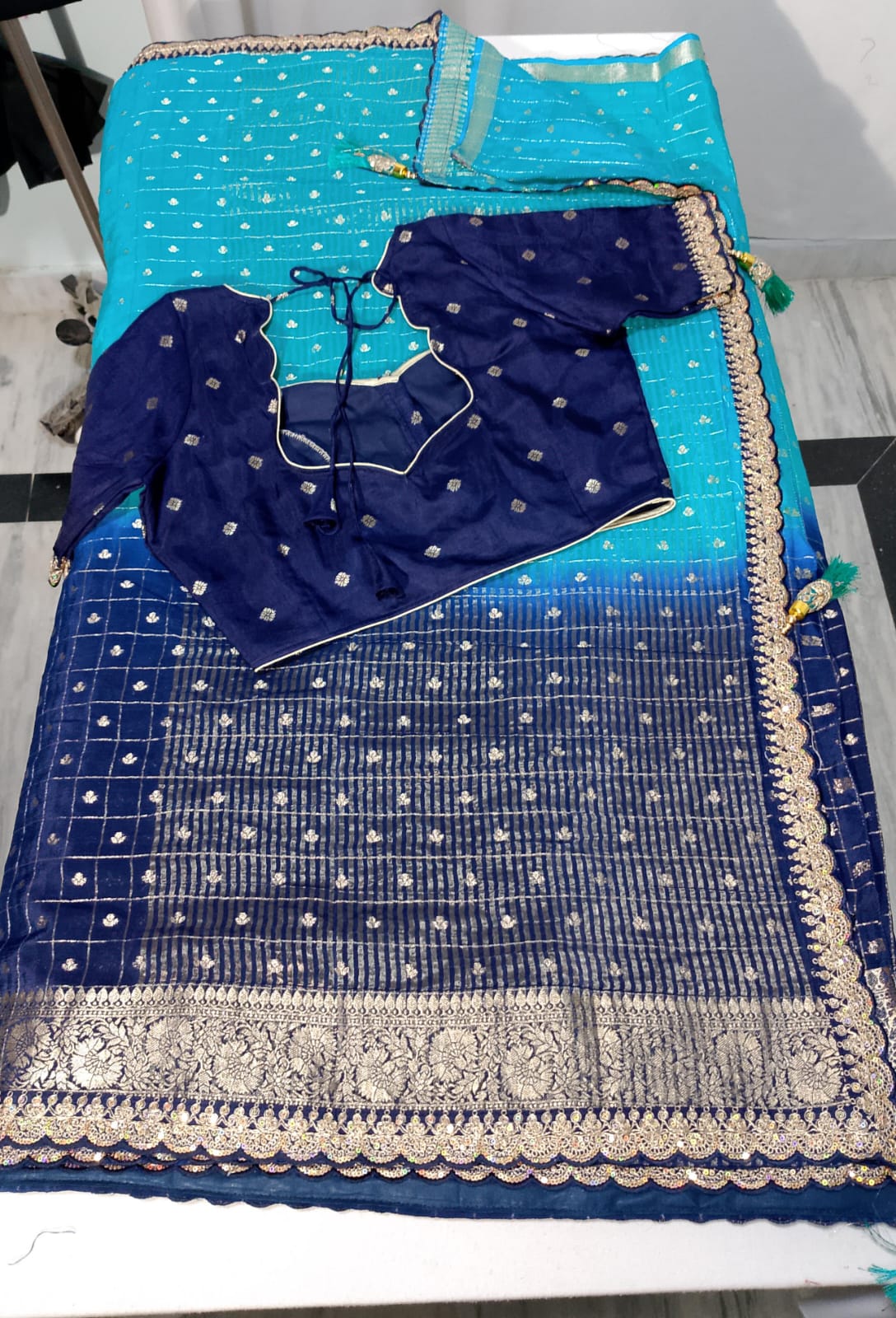 C183: Ready To Ship Beautiful Banarasi Silk Saree With Stitched Blouse C183: Ready To Ship Beautiful Banarasi Silk Saree With Stitched Blouse
