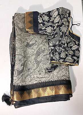 C248: Ready To Ship Beautiful Kalamkari Saree With Stitched Blouse