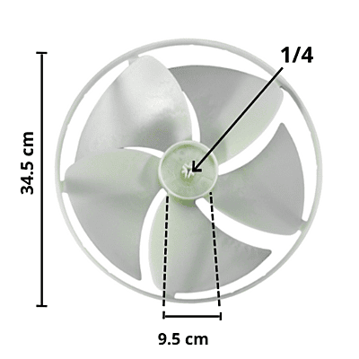 Aspa para Equipo de Ventana, Diámetro Exterior 34.5 cm, Altura 9.5 cm, Flecha 1/4, Izquierda, 5 hojas 835 aspa compatible - 5900A10009E