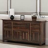 Rustic Dark Wood Sideboard with Drawers & Cabinets - Farmhouse Buffet Rustic Dark Wood Sideboard with Drawers & Cabinets - Farmhouse Buffet