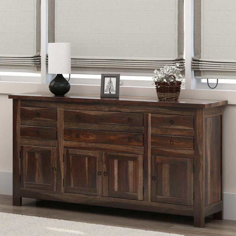 Rustic Dark Wood Sideboard with Drawers & Cabinets - Farmhouse Buffet Rustic Dark Wood Sideboard with Drawers & Cabinets - Farmhouse Buffet