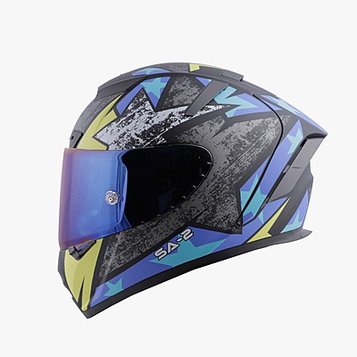 STEELBIRD SA-2 STAR GLOSSY BLACK/GREY C/V 580 MM WITH EXTRA VISOR (SH)