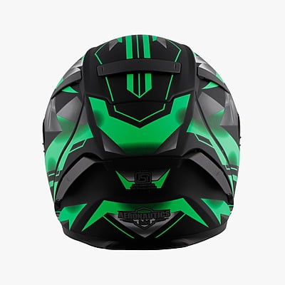 STEELBIRD SA-2 METALLIC BLACK/FLUO GREEN C/V 600 MM WITH EXTRA VISOR (SH)