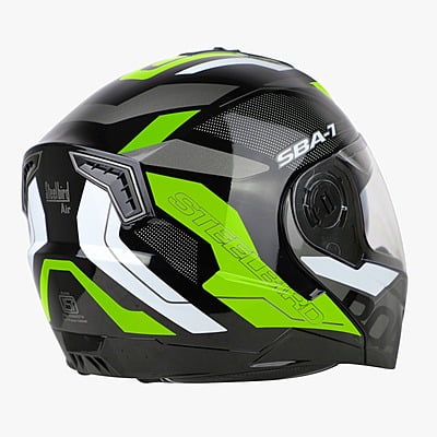 STEELBIRD SBA-7 ISS ROAD GLOSSY BLACK/NEON C/V (L)