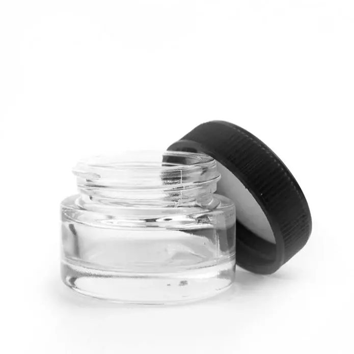 5ML Black Plastic Top Clear Glass Jar(Child Proof)