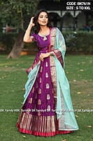B810: Beautiful Banarasi Silk Long 2Pc Set B810: Beautiful Banarasi Silk Long 2Pc Set
