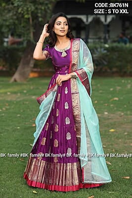 B810: Beautiful Banarasi Silk Long 2Pc Set