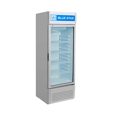 Nirvana VC325D visi cooler showcasing beverages.