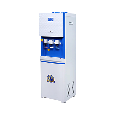 Modern white Atlantis Big Plus Water Dispenser in a home setting. Modern white Atlantis Big Plus Water Dispenser in a home setting.