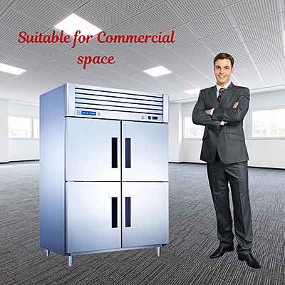 Energy-efficient Blue Star 4 Door Reach-In Freezer with eco-friendly refrigerant.