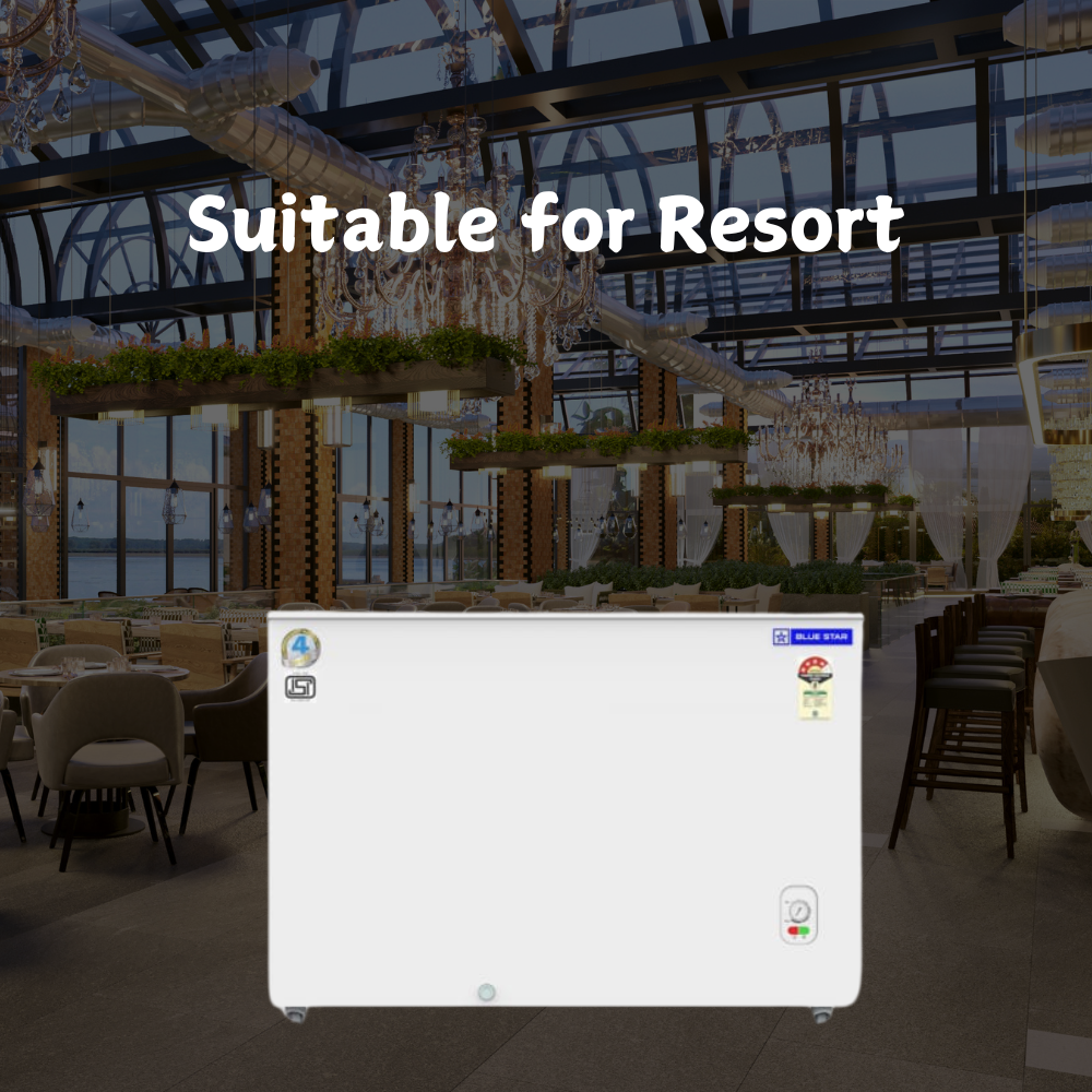 Suitable for Resort: Blue Star Flat glass top Deep Freezer- GT4-300M