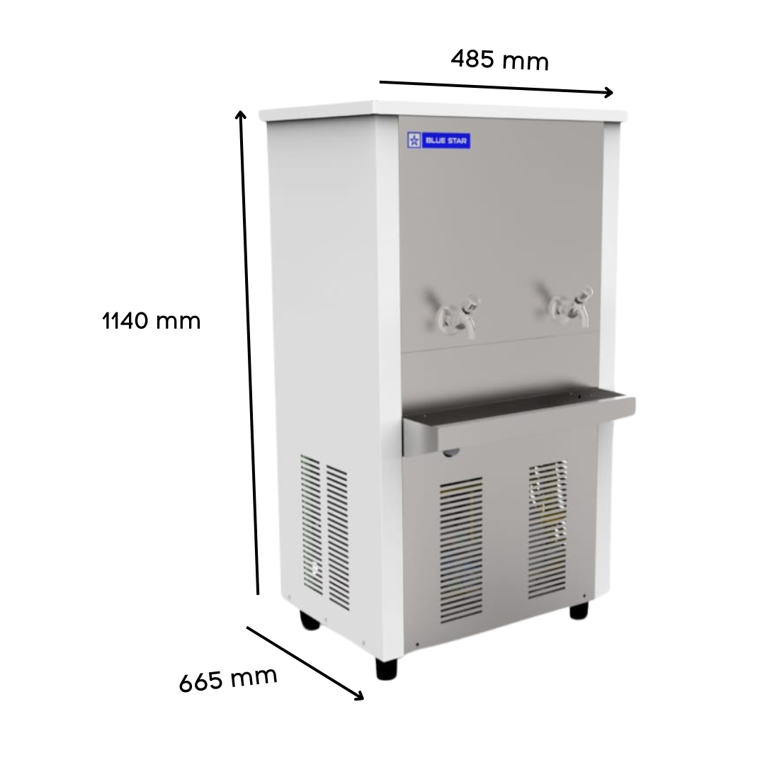 Dimension of Blue star NST6080C Stainless Steel body water cooler