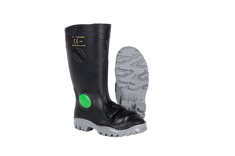 SHOSHOLOZA HEAVY DUTY KNEE LENGTH STC + METAGUARD + SMS GREEN DOT GUMBOOT