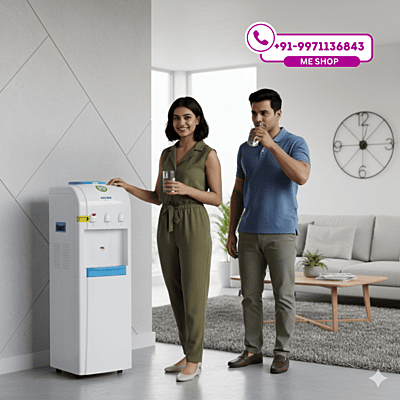 The trusted Voltas and TATA logos on the front of the Minimagic Pure F With Storage Cabinet.