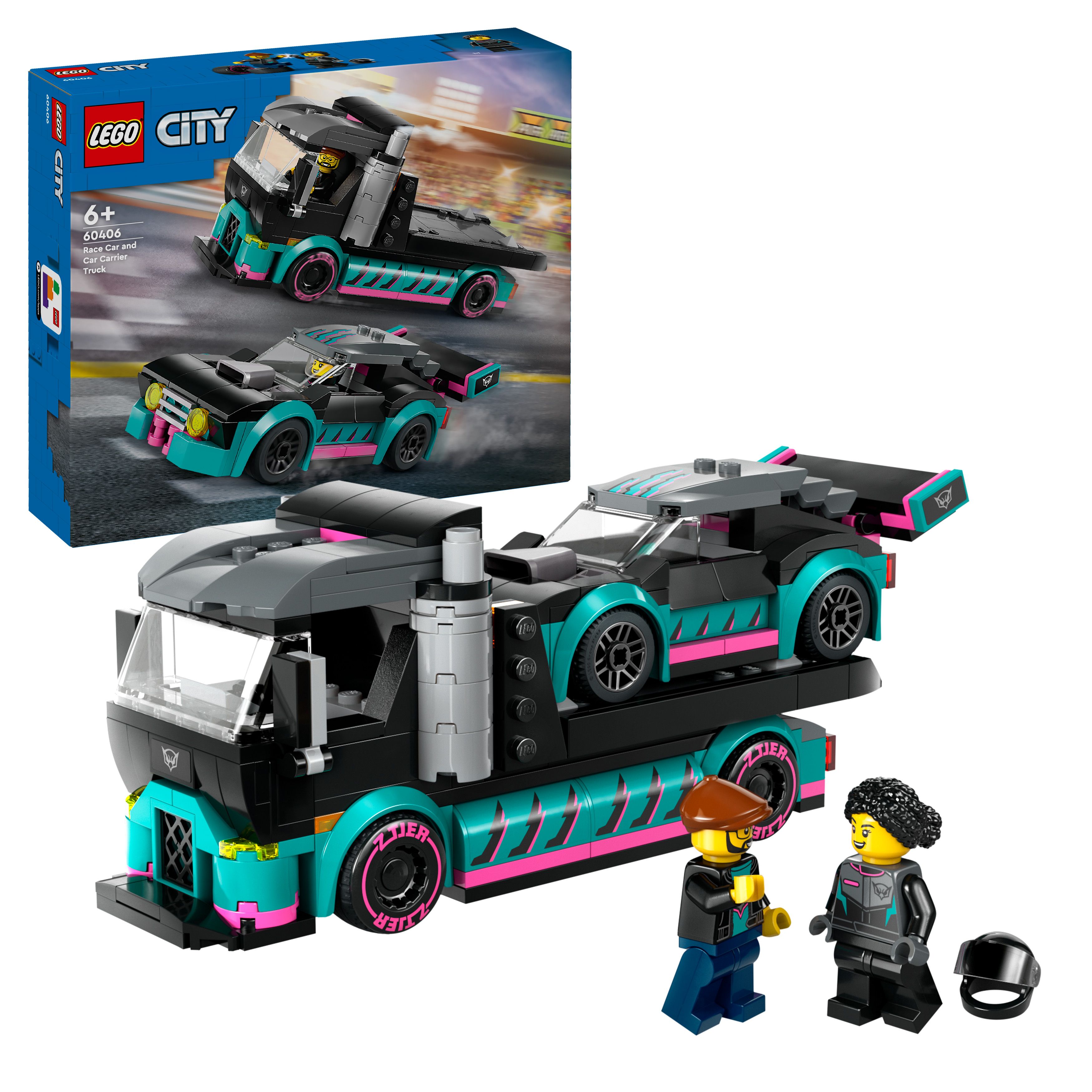 Race Car and Car Carrier Truck