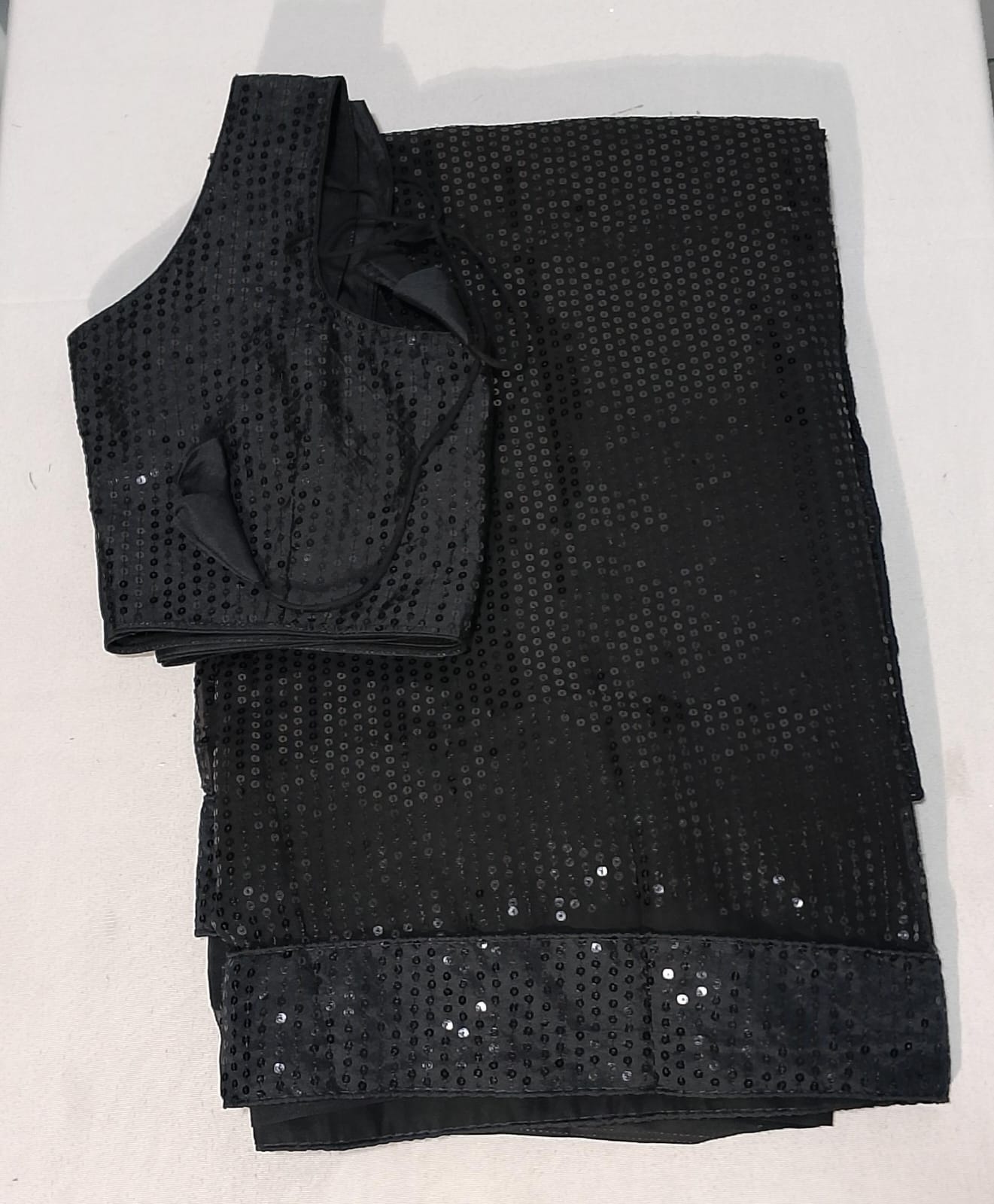 C184: Ready To Ship Beautiful Sequnce Work Saree With Stitched Blouse